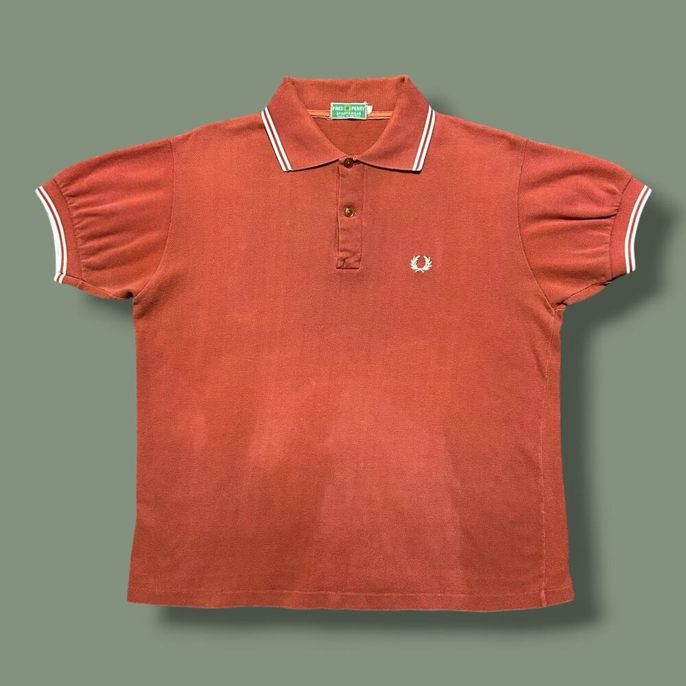 Vintage 60s Fred Perry Polo Shirt Sun Faded Red Womens Large 42